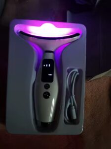 7 Colors LED Lights Face Neck Beauty Device, Vibration Massage Improve Neck Lines, Home Use Face Lifting Machine 7 Modes 3 Levels
