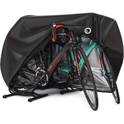 Bike Cover for 2 Bikes, Outdoor Waterproof Bicycle Cover, Rain, Sun, UV, Dust, Windproof with Lock Hole