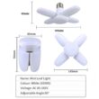 E27 Fan-Shape Foldable 28W LED Bulb, AC220V/110V Deformation Light for Home Ceiling Lights, Warehouse, Garage, White Leaf Light 6500K