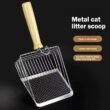 Dog Cat Clean Feces Supplies, Stainless Steel Shovel, Cat Litter Scoop, Reduces Dust, Metal Long-Handle Scoop, Pet Cleaning Tools