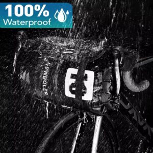 NEWBOLER New Bike Front Tube Bag, Waterproof Bicycle Handlebar Basket Pack, Cycling Front Frame Pannier, Bicycle Accessories