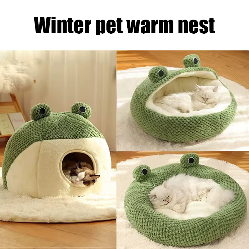 New Pet Nest Winter Protect Cold, Warm Dog Den, Cat Villa, Small Frog Shape Semi-Enclosed Kitten Puppy Plush Mattress, Pet Supplies New Pet Nest Winter Protect Cold, Warm Dog Den, Cat Villa, Small Frog Shape Semi-Enclosed Kitten Puppy Plush Mattress, Pet Supplies