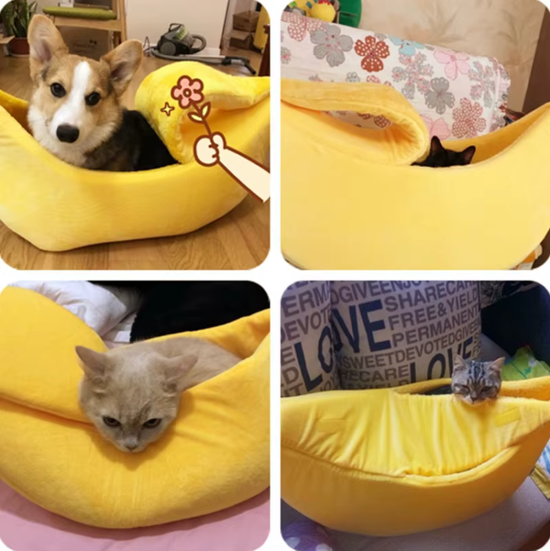 Winter Banana Cat Bed House, Funny Cute Cozy Cat Mat Beds, Warm Durable Portable Pet Basket Kennel, Dog Cushion, Cat Supplies Winter Banana Cat Bed House, Funny Cute Cozy Cat Mat Beds, Warm Durable Portable Pet Basket Kennel, Dog Cushion, Cat Supplies - Image 3