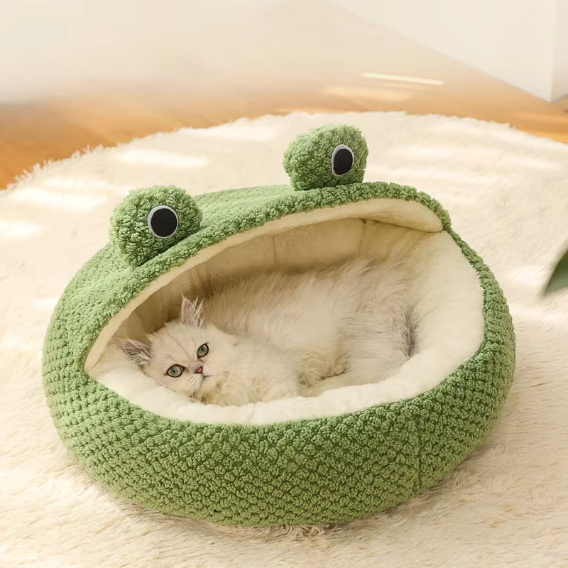 New Pet Nest Winter Protect Cold, Warm Dog Den, Cat Villa, Small Frog Shape Semi-Enclosed Kitten Puppy Plush Mattress, Pet Supplies New Pet Nest Winter Protect Cold, Warm Dog Den, Cat Villa, Small Frog Shape Semi-Enclosed Kitten Puppy Plush Mattress, Pet Supplies - Image 3