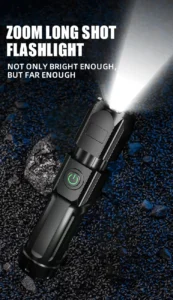LED Camping Torch Flashlight, High Power, Rechargeable USB Spotlight, Zoom Lantern, Built-in Battery, for Fishing, Outdoor, Waterproof