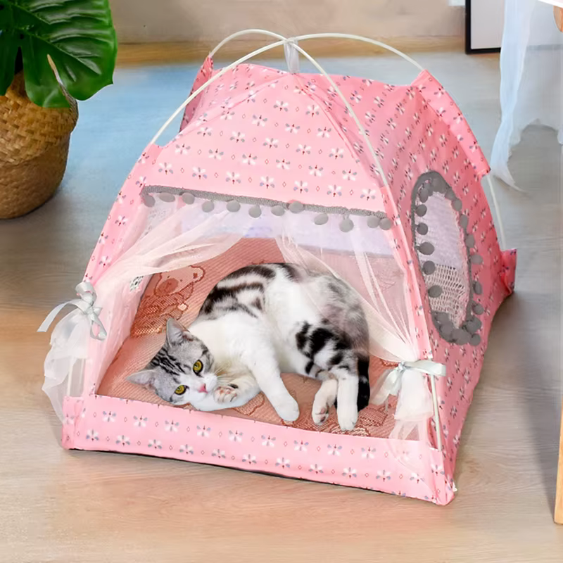 Cat Broken Flower Tent, Semi-Enclosed Internet Celebrity Tent Nest, Universal for All Seasons, Pet Supplies, Summer Dog and Cat Nest Cat Broken Flower Tent, Semi-Enclosed Internet Celebrity Tent Nest, Universal for All Seasons, Pet Supplies, Summer Dog and Cat Nest - Image 7