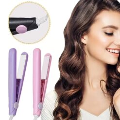 EU Plug Mini Fast-Heating Hair Straightener, Multicolor Clamp, Dual-Use for Straightening & Curling Hair, Fringe/Bangs Styling