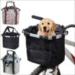 Bicycle Front Basket, Bike Small Pet Dog Carry Pouch, 2-in-1 Detachable MTB Cycling Handlebar Tube Hanging, Fold Baggage Bag, 5KG Load