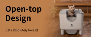 F6 Open-Top Self Cleaning Litter Box - Automatic Cat Toilet with Safety Sensors & Odor Control - No-Pinch Design