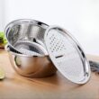 3PCS/1Set Vegetable Slicer, Stainless Steel Potato Slicer, Vegetable Washing Basin, Drain Basket, Multifunctional