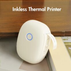 Mini Portable Wireless Inkless Thermal Printer, Bluetooth Pocket Label Maker, Home Study, with 1 Roll Stickable Label Paper