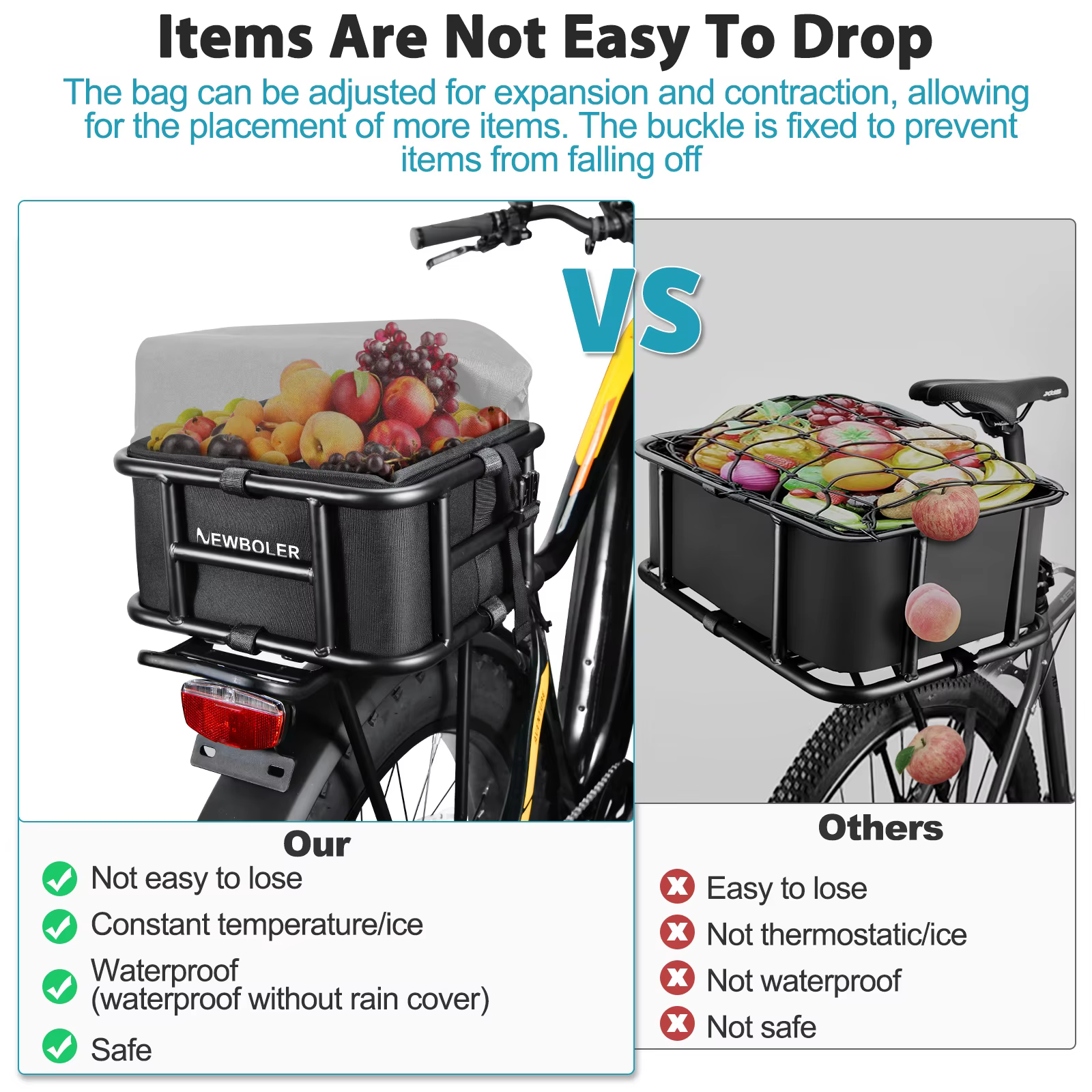 Rear Bike Basket, Bicycle Cargo Rack Bag, Large Capacity Front E-Bike Basket, Bike Baskets, Rear Rack for Outdoor Travel & Shopping Rear Bike Basket, Bicycle Cargo Rack Bag, Large Capacity Front E-Bike Basket, Bike Baskets, Rear Rack for Outdoor Travel & Shopping - Image 8