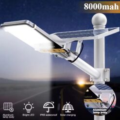Aluminum 8000mAh High-Power Solar Light, Outdoor Solar Street Light, Waterproof Street Light for Garage, Garden, Terrace, Wall Lamp