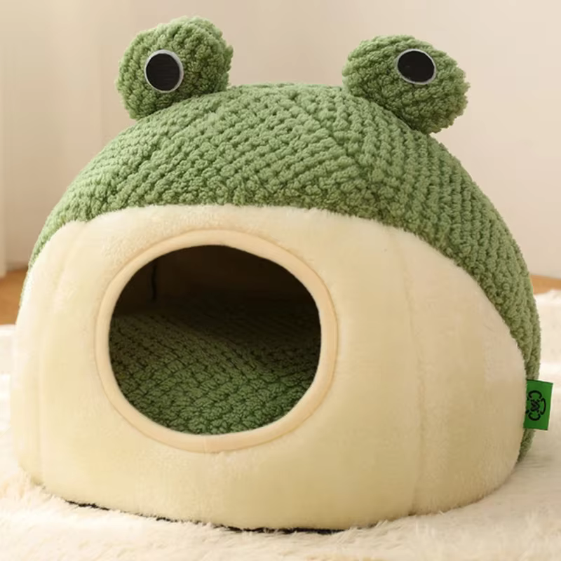 New Pet Nest Winter Protect Cold, Warm Dog Den, Cat Villa, Small Frog Shape Semi-Enclosed Kitten Puppy Plush Mattress, Pet Supplies New Pet Nest Winter Protect Cold, Warm Dog Den, Cat Villa, Small Frog Shape Semi-Enclosed Kitten Puppy Plush Mattress, Pet Supplies - Image 5