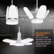 E27 Fan-Shape Foldable 28W LED Bulb, AC220V/110V Deformation Light for Home Ceiling Lights, Warehouse, Garage, White Leaf Light 6500K