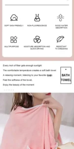 Women's Bath Towels, Girls Wearable, 140*85cm, Fast Drying Bathing, Beach, Spa Bathrobes, Wash Clothing