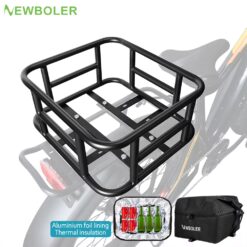 Rear Bike Basket, Bicycle Cargo Rack Bag, Large Capacity Front E-Bike Basket, Bike Baskets, Rear Rack for Outdoor Travel & Shopping