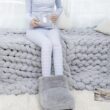 USB Electric Foot Warmer with Washable Plush Cover - Soft Flannel Heated Cushion Pad for Office & Home - Safe 5V Heating