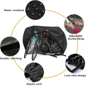 Bike Cover for 2 Bikes, Outdoor Waterproof Bicycle Cover, Rain, Sun, UV, Dust, Windproof with Lock Hole Bike Cover for 2 Bikes, Outdoor Waterproof Bicycle Cover, Rain, Sun, UV, Dust, Windproof with Lock Hole