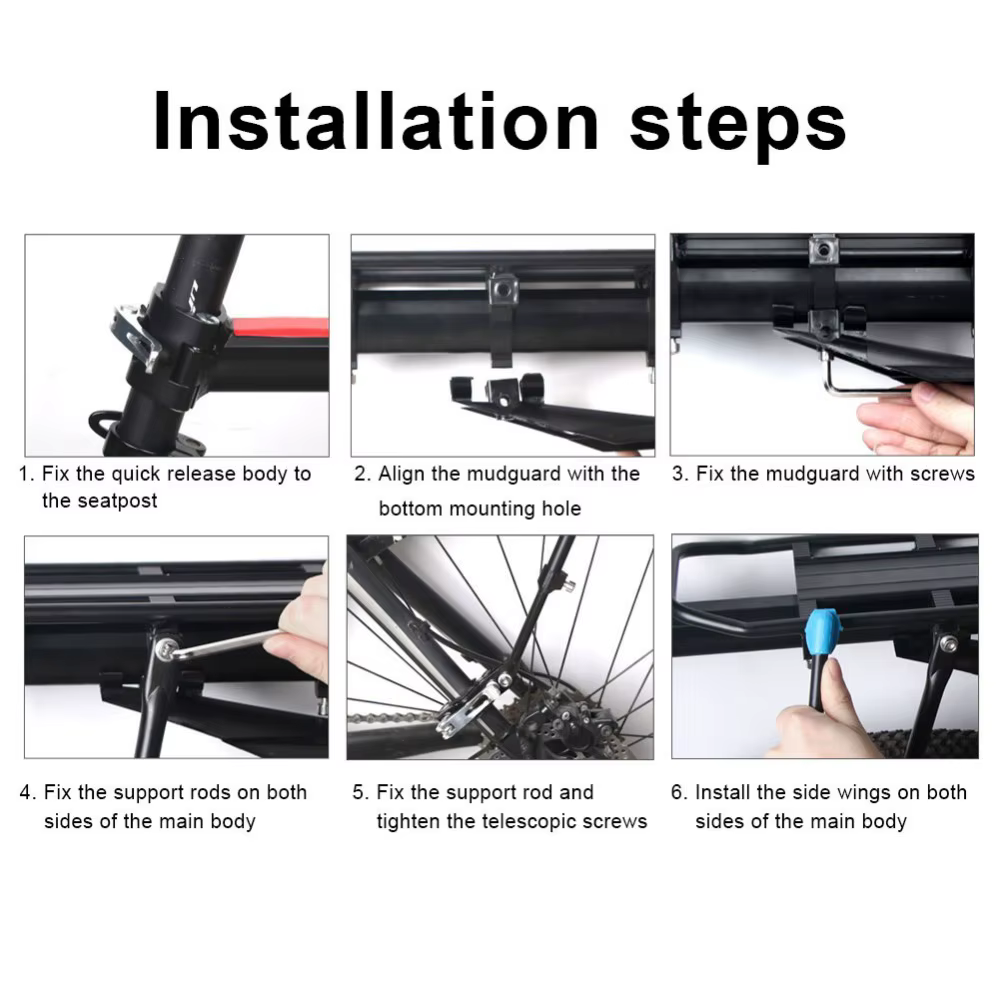 Quick Release, Adjustable Bike Bicycle Cargo Rack, Rear Rack for MTB, Road Bicycle, Luggage Carrier with Mudguard Quick Release, Adjustable Bike Bicycle Cargo Rack, Rear Rack for MTB, Road Bicycle, Luggage Carrier with Mudguard - Image 2