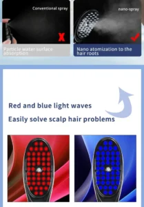 Electric Spray Massage Comb, Hair Growth Vibration Head Massager Brush, LED Anti-Hair Loss Scalp Liquid Medicine Atomizing Comb