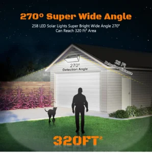 Super Bright Solar Wall Lamp, Solar Lights Outdoor, Solar-Powered Flood Lights with 3 Modes, IP65 Waterproof for Yard, Street, Outside