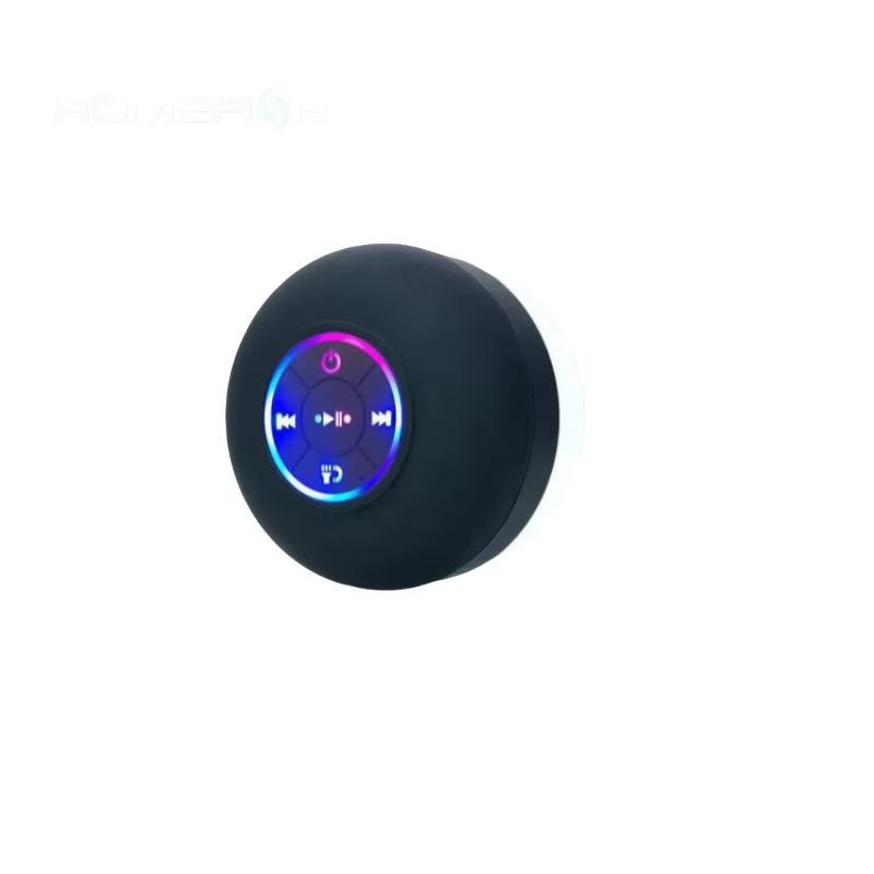 Bathroom Waterproof Wireless LED Suction Cup Mini Bluetooth Speaker, Portable Outdoor Sports Stereo Speakers, Black Bathroom Waterproof Wireless LED Suction Cup Mini Bluetooth Speaker, Portable Outdoor Sports Stereo Speakers, Black - Image 2