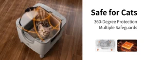 F6 Open-Top Self Cleaning Litter Box - Automatic Cat Toilet with Safety Sensors & Odor Control - No-Pinch Design