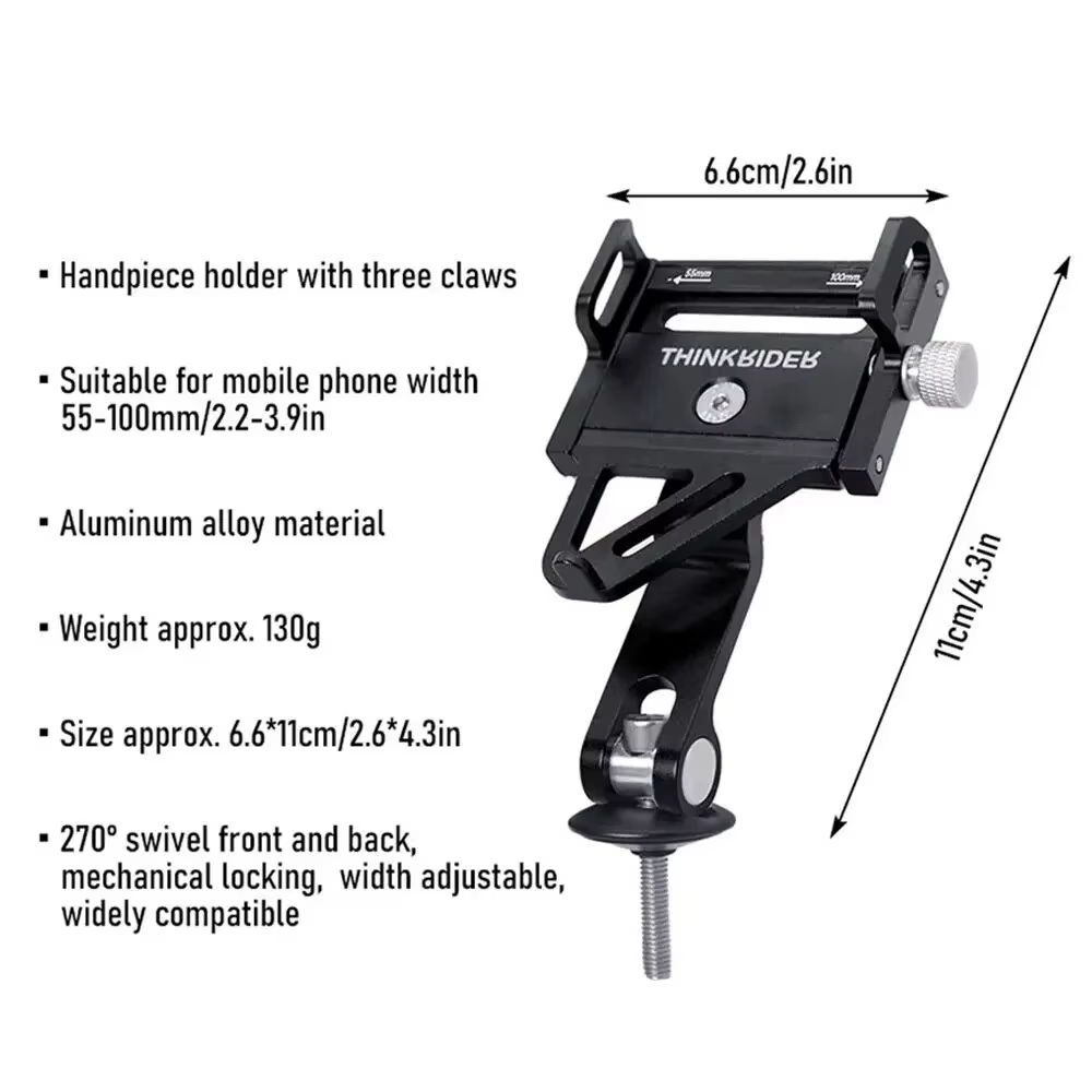 ThinkRider MTB Phone Mount Stand, Bicycle Holder, 270° Rotatable Aluminum Adjustable Bike Phone Holder, Non-Slip ThinkRider MTB Phone Mount Stand, Bicycle Holder, 270° Rotatable Aluminum Adjustable Bike Phone Holder, Non-Slip - Image 7