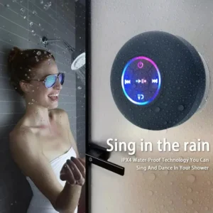 Bathroom Waterproof Wireless LED Suction Cup Mini Bluetooth Speaker, Portable Outdoor Sports Stereo Speakers, Black Bathroom Waterproof Wireless LED Suction Cup Mini Bluetooth Speaker, Portable Outdoor Sports Stereo Speakers, Black