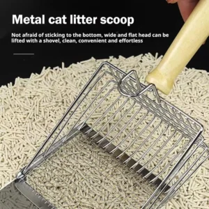 Dog Cat Clean Feces Supplies, Stainless Steel Shovel, Cat Litter Scoop, Reduces Dust, Metal Long-Handle Scoop, Pet Cleaning Tools