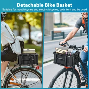 Rear Bike Basket, Bicycle Cargo Rack Bag, Large Capacity Front E-Bike Basket, Bike Baskets, Rear Rack for Outdoor Travel & Shopping Rear Bike Basket, Bicycle Cargo Rack Bag, Large Capacity Front E-Bike Basket, Bike Baskets, Rear Rack for Outdoor Travel & Shopping