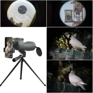 25-75×60 Telescope Spotting Scope, Powerful Zoom Monocular, FMC BAK4 Waterproof, for Bird Watching, Target Shooting, with Tripod