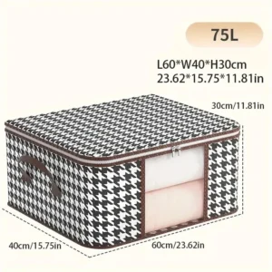 Large Clear Foldable Storage Box with Handles and Zipper, Dustproof Clothes Organizer for Home