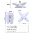 E27 Fan-Shape Foldable 28W LED Bulb, AC220V/110V Deformation Light for Home Ceiling Lights, Warehouse, Garage, White Leaf Light 6500K