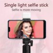 Portable Bluetooth Selfie, Stick Tripod Holder with Remote Shutter, Fill Light Extendable Wireless Remote, Retractable Phone Stand