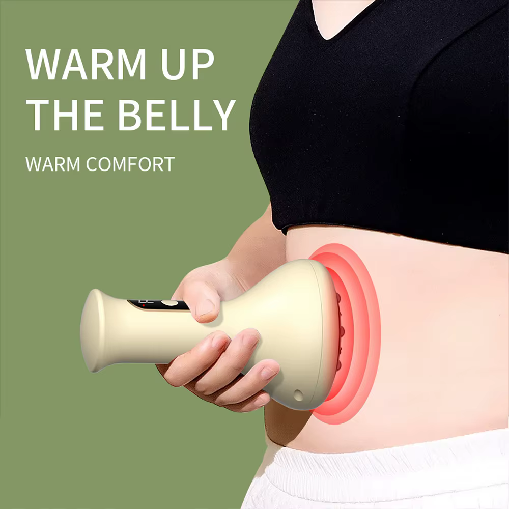 Smart Electric Body Massager - Portable Handheld Device with Heat & Suction for Home Use USB Rechargeable Abdominal Massager, for Hot Compress and Adjustable Guasha Cupping Intensity, Arm and Leg Massage, Handheld