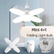 E27 Fan-Shape Foldable 28W LED Bulb, AC220V/110V Deformation Light for Home Ceiling Lights, Warehouse, Garage, White Leaf Light 6500K