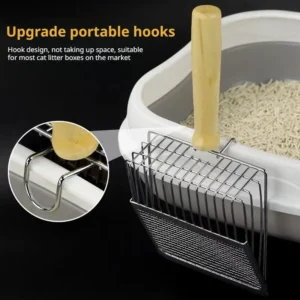 Dog Cat Clean Feces Supplies, Stainless Steel Shovel, Cat Litter Scoop, Reduces Dust, Metal Long-Handle Scoop, Pet Cleaning Tools
