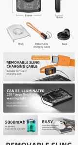 CYCLAMI RVL01 Bicycle Headlight, Daytime Front Light, 5000mAh Bike Safety Visibility, Cycling Light for Garmin, XOSS, IGS Charging