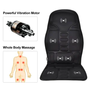 Electric Back Massager, Infrared Full-Body Massage Chair Cushion, Heating Vibrator Mat for Car/Home/Office, Lumbar & Neck Massage Mattress