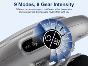 Professional Deep Tissue Massage Gun 12 Heads 9 Speeds - 42kg Thrust High Power Percussion Muscle Massager for Back & Neck Pain Relief - Cordless