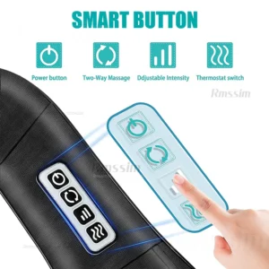 Rmssim Shiatsu Neck Back Massager with Heat - 3D Deep Kneading Massage Pillow for Shoulder Pain Relief - Home & Car Use Adapter