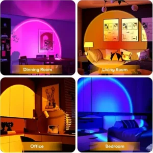 1pc Vibrant Sunset Projection Light, 16-Color Spectrum, USB Remote Control, Dynamic Color-Changing LED Light
