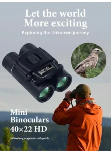 40x22 HD Powerful Binoculars, 2000M Long Range, Folding Mini Telescope, BAK4 FMC Optics, For Hunting, Sports, Outdoor