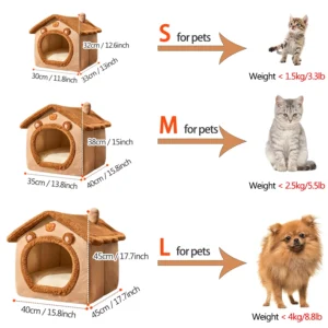 Foldable Pet House, Removable, Washable Cat House, Puppy Cave Sofa, Pet Bed House for Extra Small Dogs, Small and Medium Cats