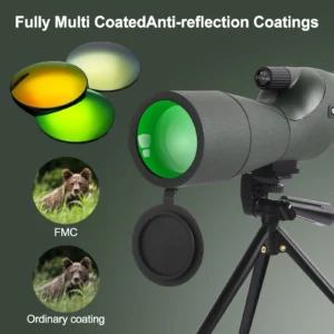 25-75×60 Telescope Spotting Scope, Powerful Zoom Monocular, FMC BAK4 Waterproof, for Bird Watching, Target Shooting, with Tripod