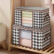 Large Clear Foldable Storage Box with Handles and Zipper, Dustproof Clothes Organizer for Home