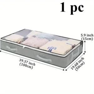 Dustproof Under-Bed Storage Box with Reinforced Handles, for Comforter, Blanket, Pillow, and Toys, Bedroom Accessories
