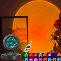 1pc Vibrant Sunset Projection Light, 16-Color Spectrum, USB Remote Control, Dynamic Color-Changing LED Light